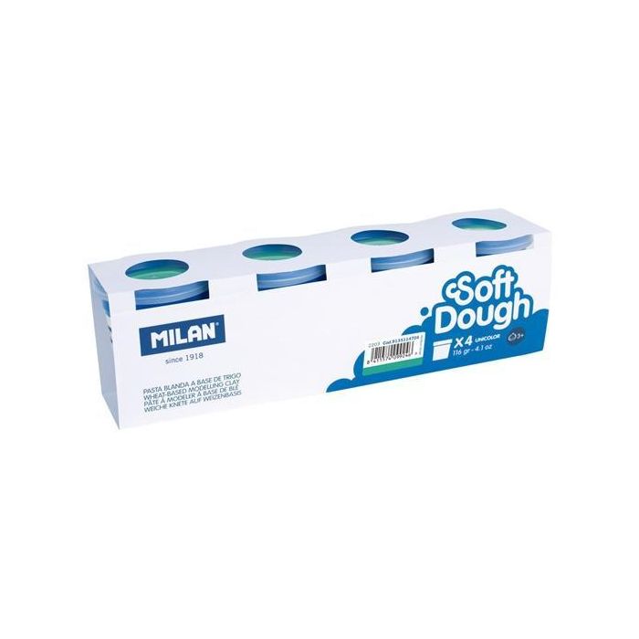 Milan Pasta Blanda Soft Dough Caja 4 Botes 116 gr Turquesa