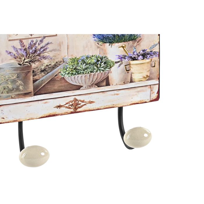 DKD Home Decor Perchero de Pared Shabby de Metal Multicolor, Diseño Lavanda, 2 Colgadores, 23x6x12 cm - Set de 4 Unidades 2 DKD Home Decor Perchero de Pared Shabby de Metal Multicolor, Diseño Lavanda, 2 Colgadores, 23x6x12 cm - Set de 4 Unidades 2