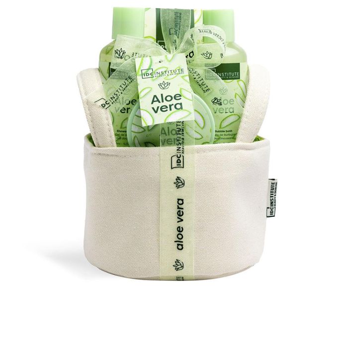 IDC INSTITUTE Set de Baño Aloe Vera "Aloe Spa Bliss" 4 Piezas: Gel, Baño de Burbujas, Sales, Loción Corporal