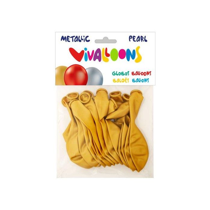 Blanca Globo 100% Látex Biodegradable Metalizado Oro, 15 unidades para fiestas y decoraciones