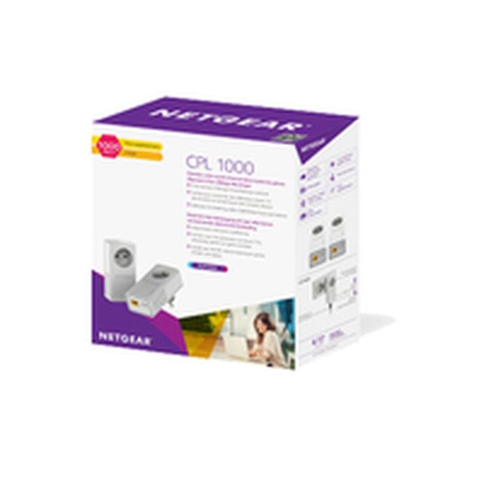 Netgear Paquete de 2 Adaptadores PLC Gigabit 1000 Mbps con Toma Integrada de Nueva Generación y 1 Puerto Ethernet 1