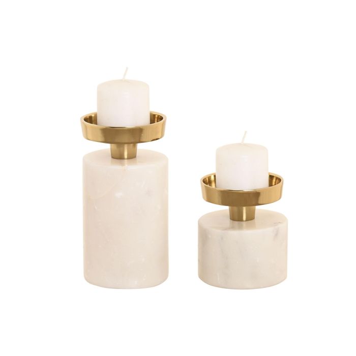 Candelabro Glam DKD Home Decor Blanco Dorado 6 x 12 x 6 cm Set de 2 (2 Unidades) 2 Candelabro Glam DKD Home Decor Blanco Dorado 6 x 12 x 6 cm Set de 2 (2 Unidades) 2