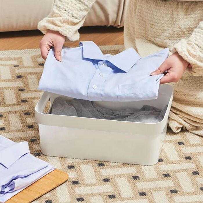 Confortime Caja Ordenación Multiusos Plástico Tapa Bambú Medidas 36x27x14 cm 4