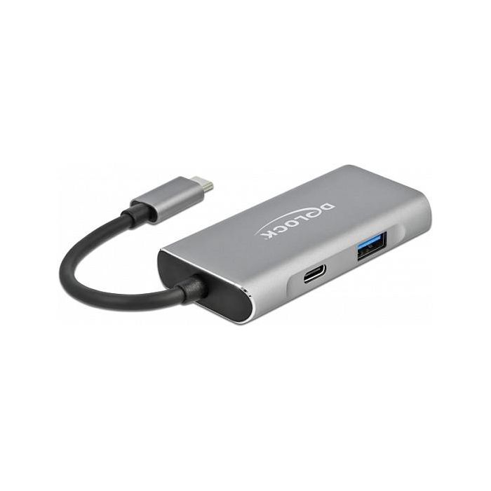 DeLOCK Hub USB 3.2 Gen 2 Tipo C Externo - 10 Gbps con 3 Puertos USB-A y 1 Puerto USB-C, Aluminio, Color Negro/Gris, Longitud de Cable 0.12 m 1 DeLOCK Hub USB 3.2 Gen 2 Tipo C Externo - 10 Gbps con 3 Puertos USB-A y 1 Puerto USB-C, Aluminio, Color Negro/Gris, Longitud de Cable 0.12 m 1