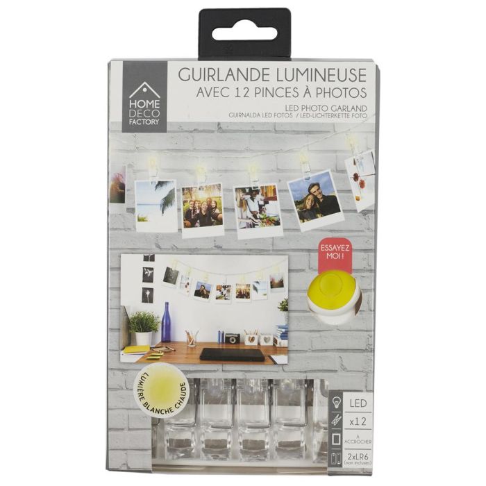 Home Deco Factory Guirnalda Led Con 12 Pinzas, Luz Blanca Cálida y Fría, Ideal para Fotos y Mensajes 0 Home Deco Factory Guirnalda Led Con 12 Pinzas, Luz Blanca Cálida y Fría, Ideal para Fotos y Mensajes 0