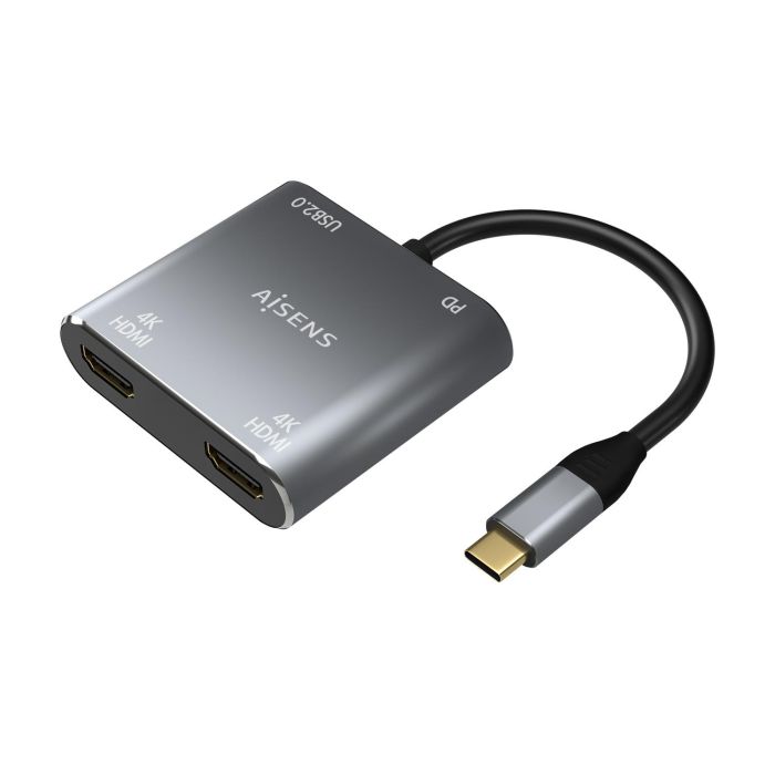 AISENS - CONVERSOR USB-C A 2xHDMI 4K SST MST/USB2.0/USB-C PD 60W, USB-C/M-2xHDMI/H-USB-A/H-USB-C/H, GRIS, 15CM AISENS - CONVERSOR USB-C A 2xHDMI 4K SST MST/USB2.0/USB-C PD 60W, USB-C/M-2xHDMI/H-USB-A/H-USB-C/H, GRIS, 15CM