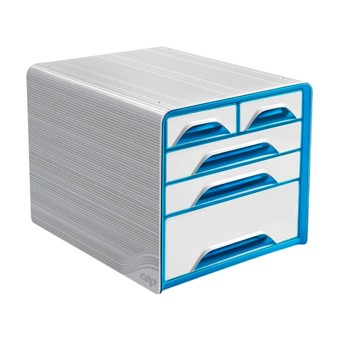 Cep Fichero 5 Cajones Mixtos Blanco/Azul 360x288x270 mm 1