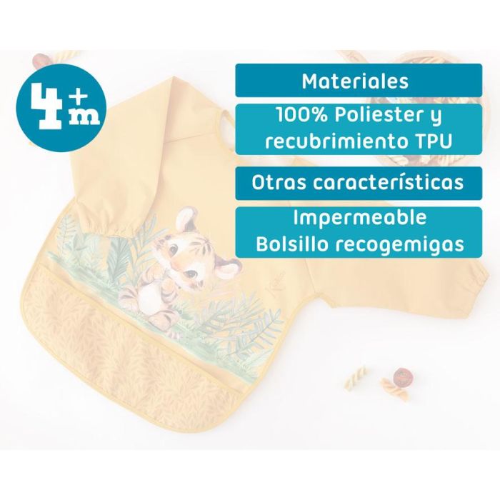 KioKids Babero Impermeable con Mangas Tigre Mostaza Colección Little Sauvages +4 Meses 5 KioKids Babero Impermeable con Mangas Tigre Mostaza Colección Little Sauvages +4 Meses 5