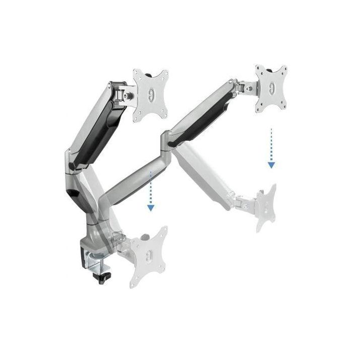 TooQ DB3132TNR-S Soporte de Mesa para 2 Monitores 13"-32" hasta 9kg por Brazo, Giratorio, Inclinable, Altura Ajustable 2 TooQ DB3132TNR-S Soporte de Mesa para 2 Monitores 13"-32" hasta 9kg por Brazo, Giratorio, Inclinable, Altura Ajustable 2