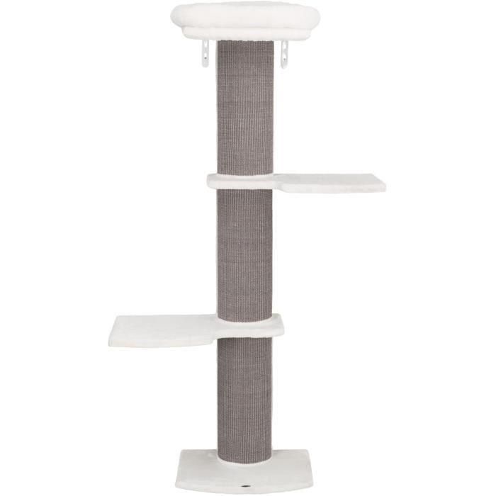 Trixie Poste Rascador de Pared para Gatos Acadia 160 cm, con Sisal y Cama Blanda de Felpa Lavable, Gris