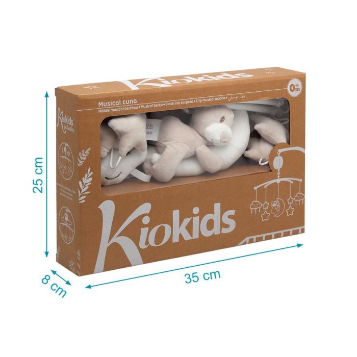 KioKids Móvil Musical de Cuna con Osito, Nubes y Estrellas | Cuerda | Beige | +0 Meses | Colección Dolci Amici 4