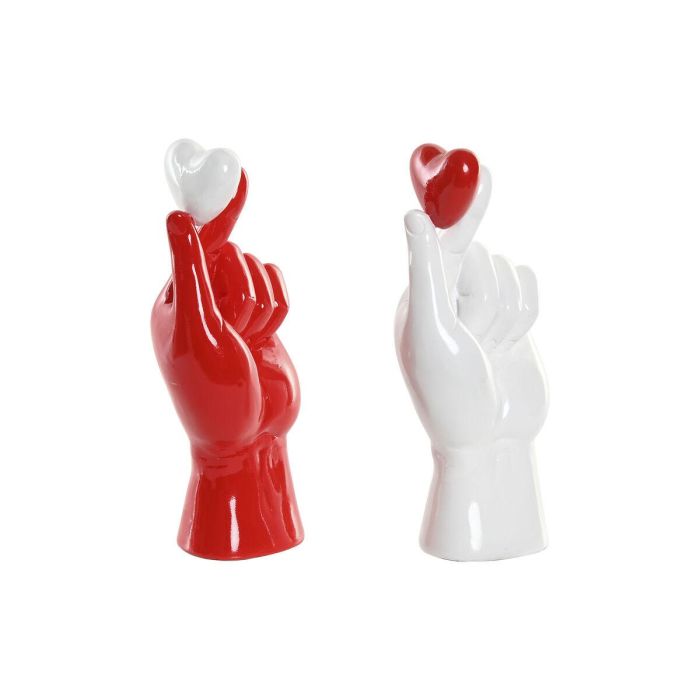 DKD Home Decor Figura Moderna Mano Corazón Resina Blanco Rojo 8.5x26x12 cm (2 Unidades) DKD Home Decor Figura Moderna Mano Corazón Resina Blanco Rojo 8.5x26x12 cm (2 Unidades)