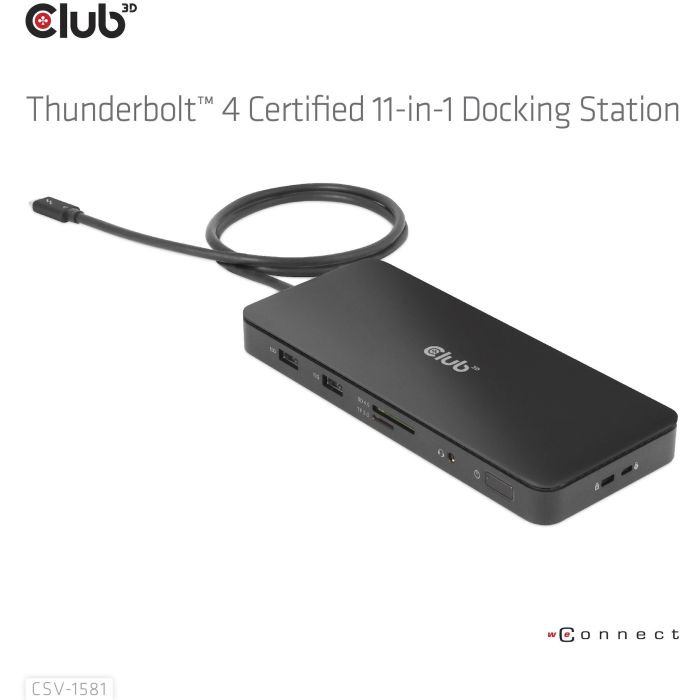 Club3D Docking Station Thunderbolt 4 11-en-1 para 2 Pantallas, USB, Ethernet, Lector SD, 140W Negro 6 Club3D Docking Station Thunderbolt 4 11-en-1 para 2 Pantallas, USB, Ethernet, Lector SD, 140W Negro 6