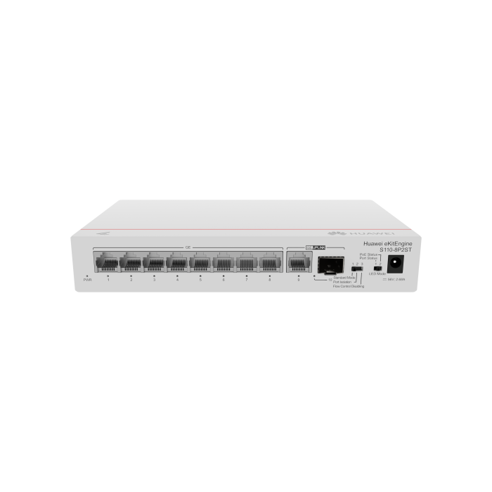 Huawei S110-8P2St ( 8 10/100/1000 Base-T Ports Poe+ 1Ge Sfp Port, 1*10/100/ 100Base T Port, Ac Power, Power Adapter) 2