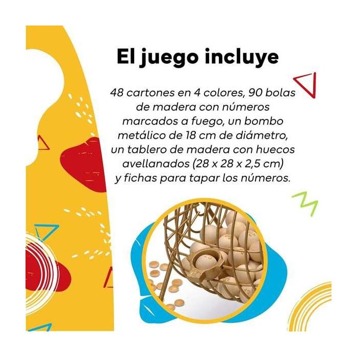 Cayro Bingo de Madera y Metal con Cartones 26x24x33 cm, Edad Mínima 3 Años 8