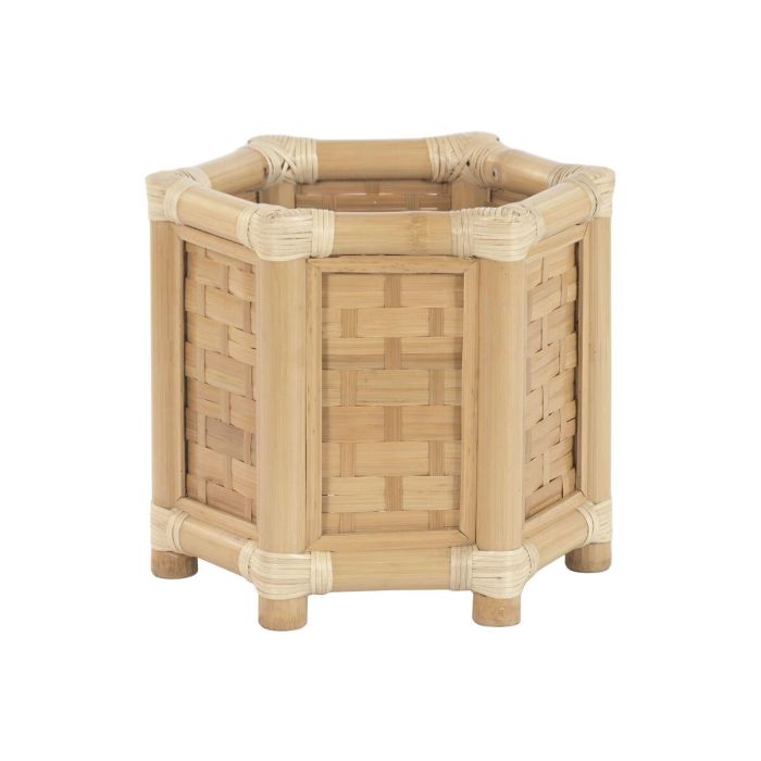 DKD Home Decor Macetero Tropical Bambú y Ratán Natural 40 x 40 x 46 cm