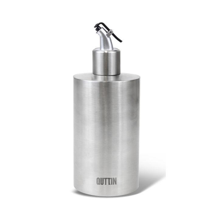 Inde Aceitera de Acero Inoxidable 550 ml con Tapón Quttin - Modelo 48, Medidas: 7 x 7 x 15 cm, Peso: 180 g (12 Unidades)