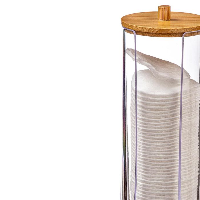 Ballete Dispensador para discos de algodón con tapa de bambú Ø7,3x18,5 cm 1