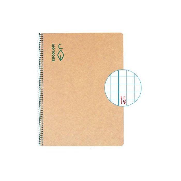 Bloc Escolofi Green Tapa Dura A4 50H Cuadric.5X5 80G Reciclado Con Margen Verde (Set de 5)