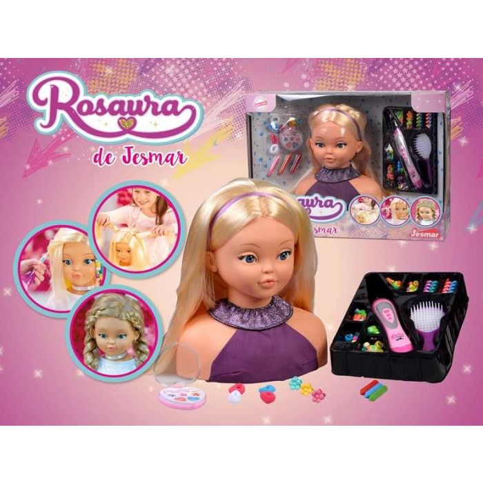 Jesmar Busto Rosaura para Peinar y Maquillar, con Infinitos Accesorios y Pelo que Crece, Muñeca de 28cm para Creatividad Infantil +3 Años 1 Jesmar Busto Rosaura para Peinar y Maquillar, con Infinitos Accesorios y Pelo que Crece, Muñeca de 28cm para Creatividad Infantil +3 Años 1