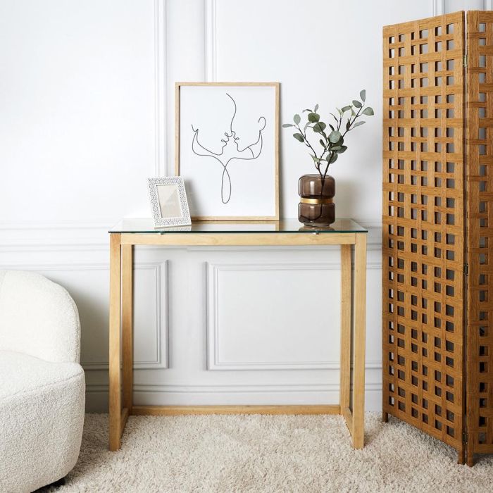 Home Deco Factory Consola Cristal y Madera Diseño Elegante para Hogar Medidas 100x32x87 cm 4