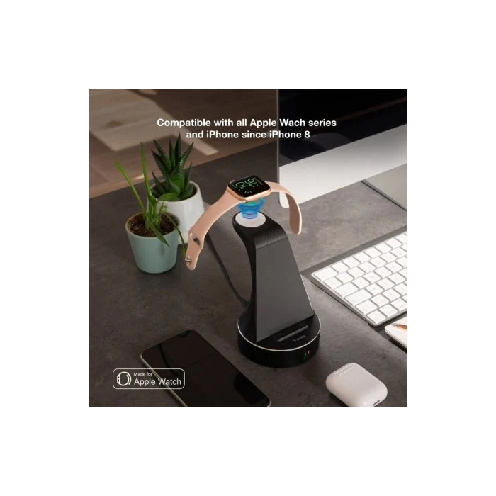 Tooq TQCD02W Base de Carga Inalámbrica para Apple Watch, iPhone y Smartphone Qi, Negro 2