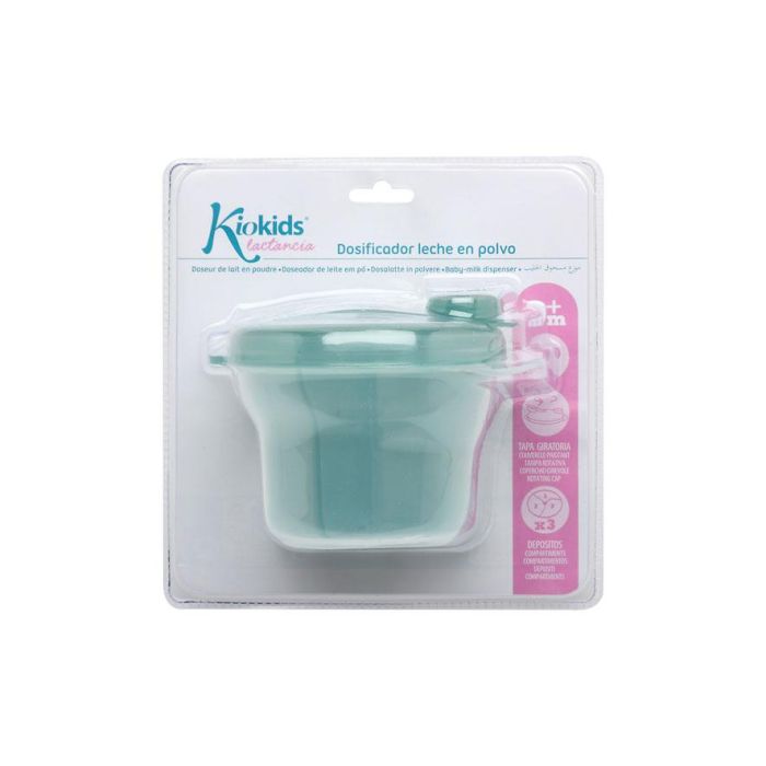 KioKids Dispensador de Leche en Polvo 3 Compartimentos Semitransparentes Sage | Para Bebés +0 Meses, Apto Lavavajillas y Esterilizador 4