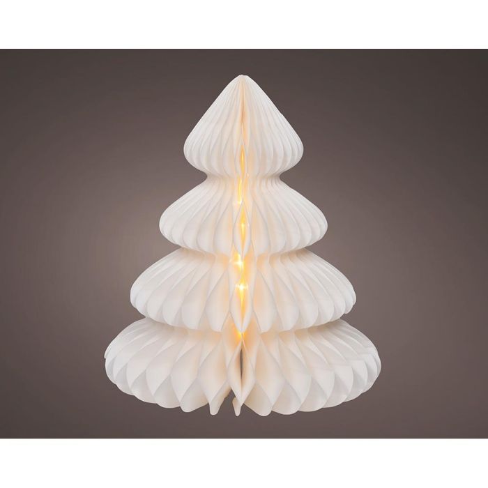 Lumineo Árbol de papel blanco con 40 leds de luz cálida, para interior, con temporizador, Ø42 x 48 cm