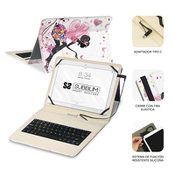 Funda para Tablet y Teclado Subblim SUBKT1-USB052 Multicolor Qwerty Español 1