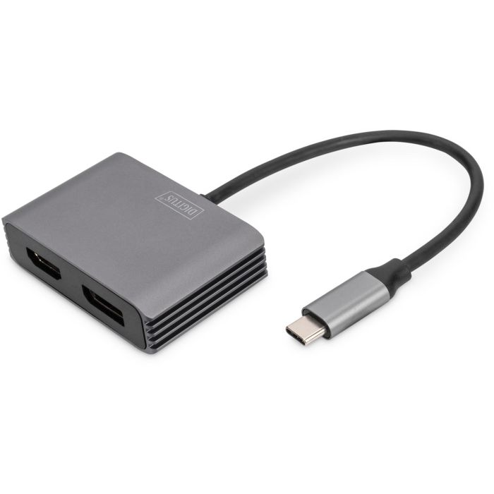 Digitus Adaptador DP + HDMI 20cm 4K/30Hz Carcasa de Aluminio Plateada