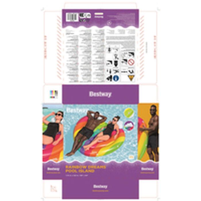 Bestway Isla Flotante Hinchable Arcoiris 175x163 cm Playa y Piscina 43722 12