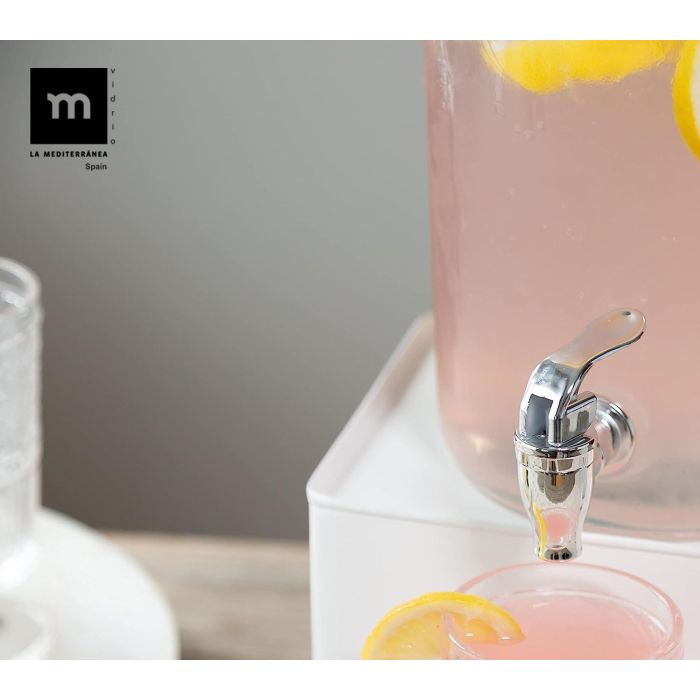 La Mediterranea Tarro Dispensador con Grifo 4L Vidrio 14.5x14.5x31.5 cm (6 Unidades) 4