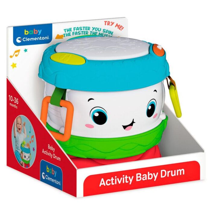 Clementoni Tambor Baby 10-36 meses con Actividades y Melodías con Efectos de Luces LED