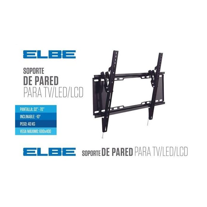 Elbe SP-3270-I Soporte Pared Inclinable para TV 32'-70' Hasta 40kg, Incl. 10º, Compatible VESA 200x200 a 600x400, Negro 1 Elbe SP-3270-I Soporte Pared Inclinable para TV 32'-70' Hasta 40kg, Incl. 10º, Compatible VESA 200x200 a 600x400, Negro 1