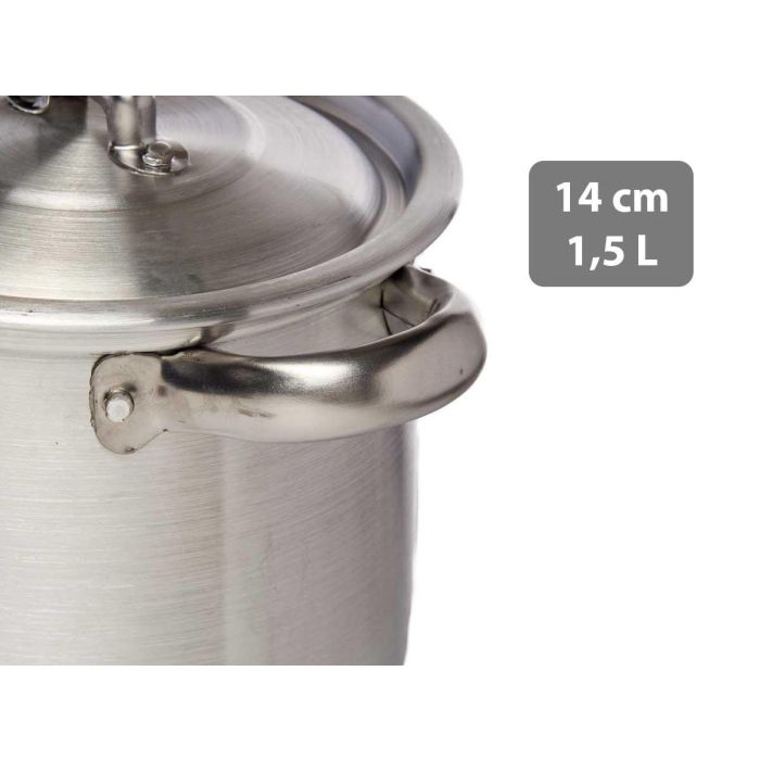 Olla de Aluminio Kinvara 14 cm 1.5 L - Plata, Apto Gas/Horno/Lavavajillas (6 Unidades) 2 Olla de Aluminio Kinvara 14 cm 1.5 L - Plata, Apto Gas/Horno/Lavavajillas (6 Unidades) 2