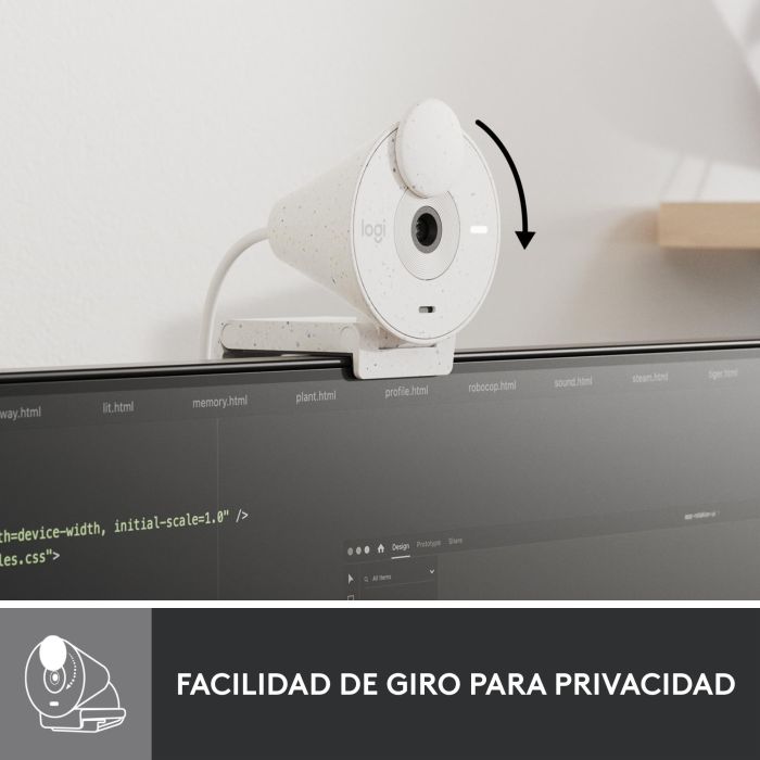 Logitech Brio 300 Webcam Blanco Crudo - 1080p/30 fps, Campo Visual 70°, Micrófono Mono, USB-C 2 Logitech Brio 300 Webcam Blanco Crudo - 1080p/30 fps, Campo Visual 70°, Micrófono Mono, USB-C 2