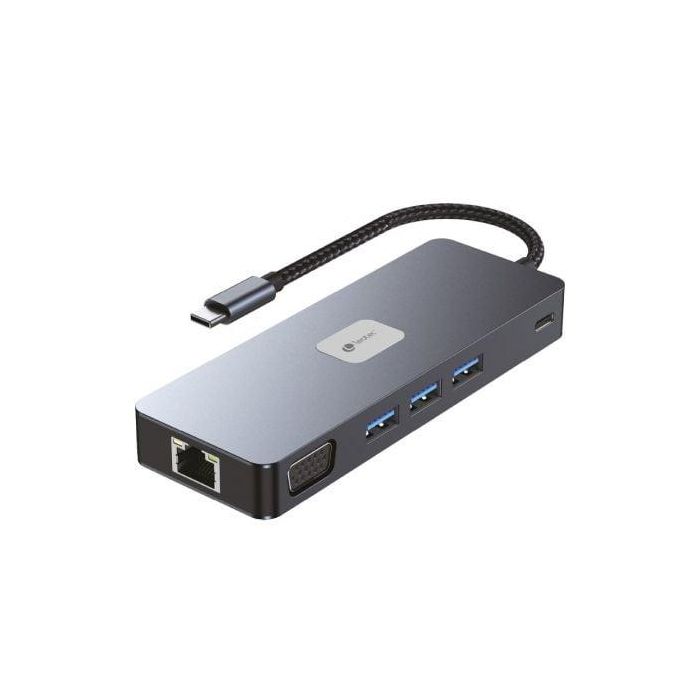 Leotec LEDS03 Docking USB-C 11 en 1 HDMI 4K 60Hz, DP, VGA, 3xUSB 3.2, USB-C PD 100W, RJ45, Lector SD/MicroSD, Audio Gris 3