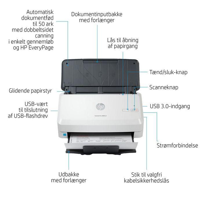 HP 3000 s4 ScanJet Pro Escáner de Alimentación de Hojas, Rápido 40 ppm/80 ipm, ADF 50 Páginas, Ideal para 4.000 Páginas al Día 7