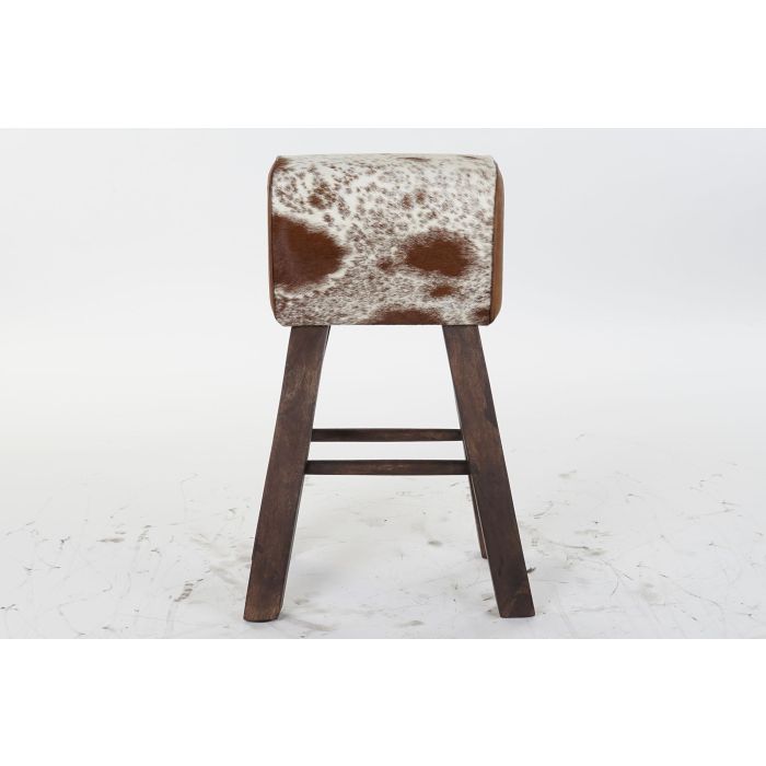 DKD Home Decor Taburete Colonial Negro Blanco 35 x 75 x 50 cm Madera Piel 3