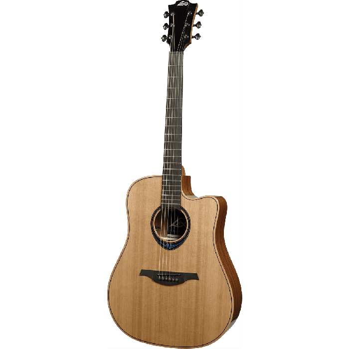 LAG Guitarra Acústica Electroacústica Dreadnought Cutaway Blue Wave 2, Tapa Cedro Rojo Macizo, Fondo y Aros Palisandro Santos, Acabado Brillante 1