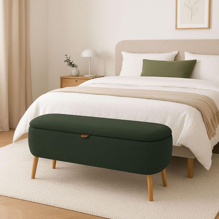 Pie de cama Versa Maniko Verde Madera Textil 37 X 44,5 X 94,5 CM 2