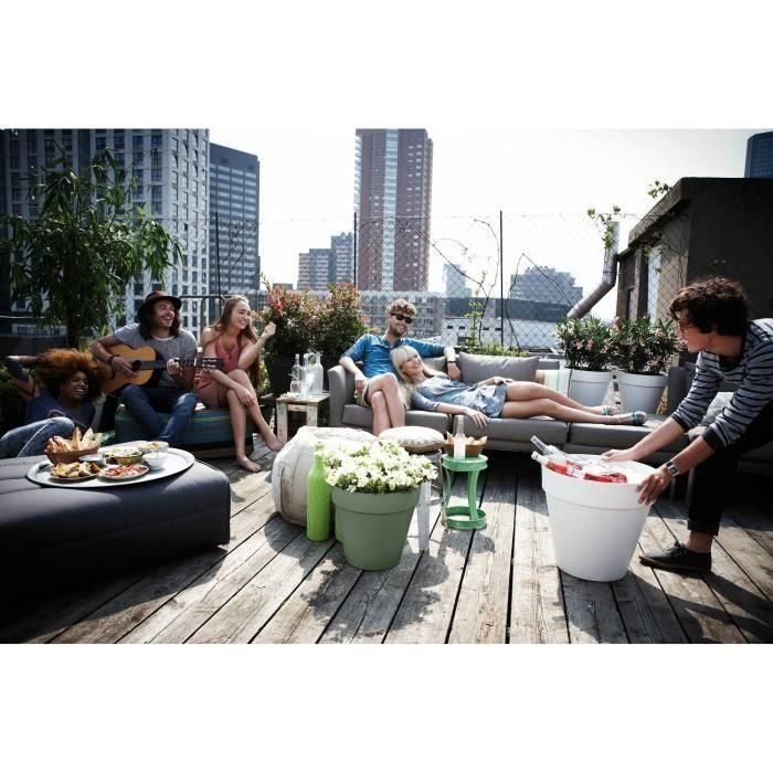 Loft Urban Round Flower Pot - Plastic - Percé - Tank - con ruedas - Ø40 - Verde 4 Loft Urban Round Flower Pot - Plastic - Percé - Tank - con ruedas - Ø40 - Verde 4