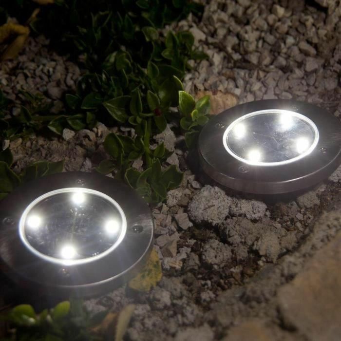 Juego de 8 focos solares redondos de acero inoxidable para empotrar o insertar - LUMISKY - DECKY - LED blanco frío - Ø12 cm 1