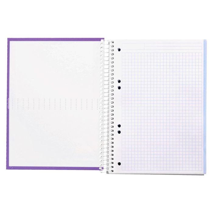 Cuaderno Espiral Liderpapel A5 Micro Crafty Tapa Forrada 120H 90 gr Cuadro 5 mm 5 Bandas6 Taladros Color Violeta 8