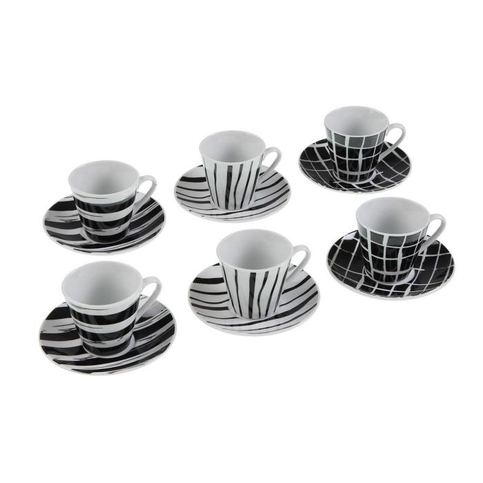 Juego de Tazas con Platos Versa Negro Porcelana