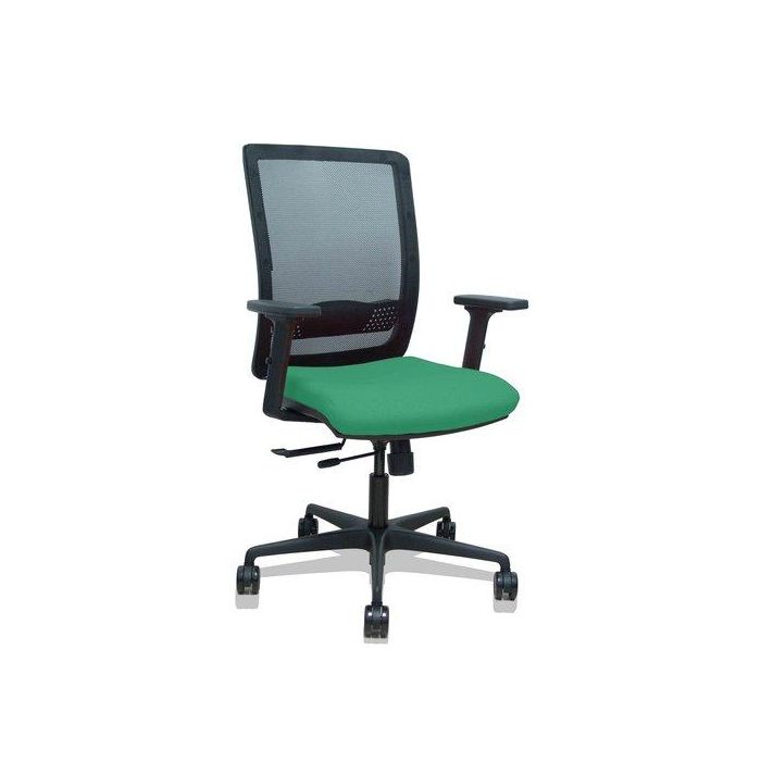 Silla Piqueras Y Crespo Haches Brazos 2D Regulables Mecanismo Sincro Con Traslack Apoyo Lumbar Respaldo Malla Negra Y Asiento Tapizado Bali Verde Esmeralda