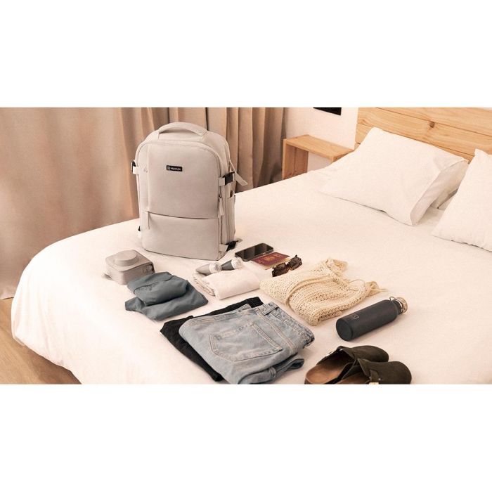 Numada Mochila Explorer Backpack B40 Beige 20L, 40x25x20cm, 13 Compartimentos, Puerto USB, Impermeable 9