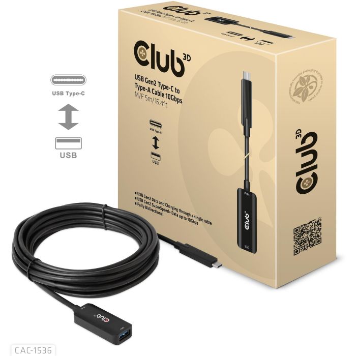 Club3D Cable USB 3.2 Tipo C a USB Tipo A 10Gbps 5m 2 Club3D Cable USB 3.2 Tipo C a USB Tipo A 10Gbps 5m 2