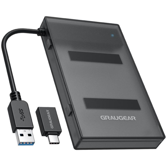 GrauGear G-2603-AC Adaptador USB 3.2 Gen 1 (USB-A/C) para 2.5" SATA SSD/HDD, Negro