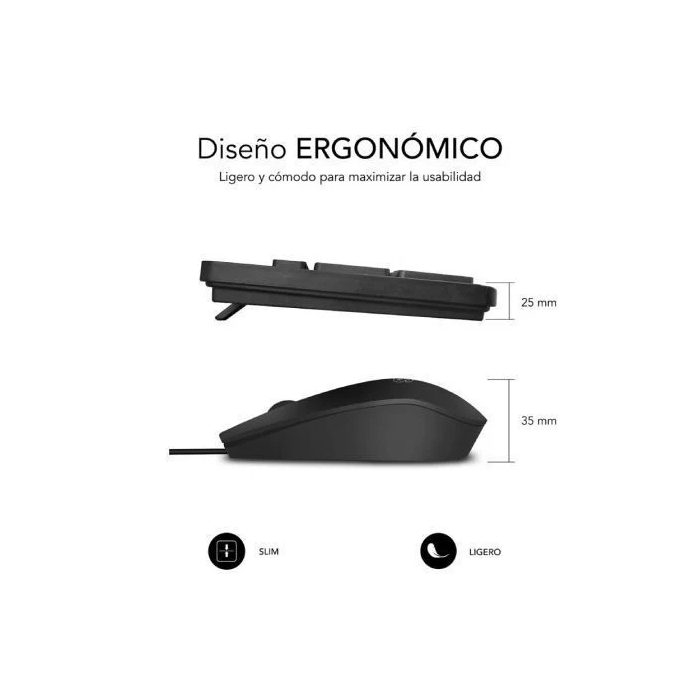 SUBBLIM Combo Business Slim Silencioso con cable USB Negro 1